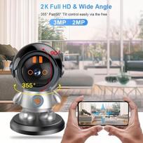 Išmanioji saugos kamera, pieštuko dizainas, 2K 360° WiFi. , Kamera + 32GB atminties kortelė