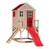 Medinis žaidimų namelis vaikams su čiuožykla, Wendi Toys, M22R, raudona, 310 x 197 x 242 cm
