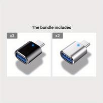 USB-C į USB 3.0 adapteris, Juoda*3 + Sidabrinė*2