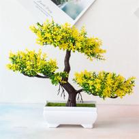 Dirbtinis bonsai medelis vazonėlyje,  Geltona