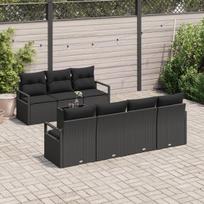 vidaXL Sodo Sofų Rinkinys su pagalve 8 pcs Juoda poliratanas
