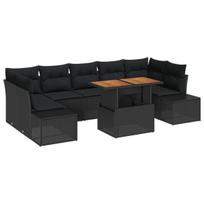 vidaXL Sodo Sofų Rinkinys su saugykla 8 pcs Juoda Poli ratanas