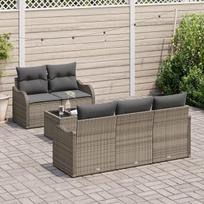 vidaXL Sodo Sofų Rinkinys 6 pcs Pilka Poli ratanas, plienas ir stiklas
