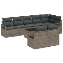 vidaXL Sofos komplektas 9 pcs Pilka poliratanas