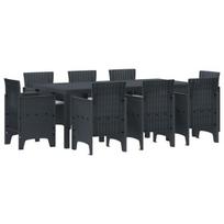 vidaXL Sodo valgomojo komplektas 9 pcs Antracito Polipropilenas