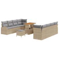 11 dalių sodo sofos komplektas su pagalvėlėmis smėlio poli ratanas akacijos,2 vietų sodo sofa su saugykla ir pagalvėlėmis smėlio poli ratanas,3 dalių sodo valgomojo komplektas su pagalvėlėmis smėlio poli ratanas akacijos