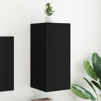 Sieninė tv spintelė su led lemputėmis, juoda, 30,5x35x70cm