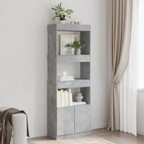 vidaXL Komoda, betono pilkos spalvos, 63x33x180cm, apdirbta mediena