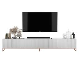 TV spintelė Meble Lindner 300 cm baltas matinis, metalinis rėmas