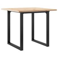 vidaXL Valgomojo stalas, 80x80x75,5cm, pušis ir plieninis, O formos rėmas