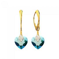 Sidabriniai auskarai moterims DiamondSky „Cute Valentine (Emerald Shimmer)“ su Swarovski kristalais