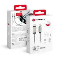 „Forcell“ USB C į USB C laidas „Forcell F-Energy QC4.0 PD 5A 100W E-Mark Metal“ 1 m C239 sidabrinis