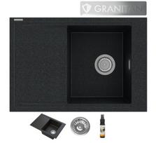 Granito kriauklė su nusausintuvu Granitan Lepe, juoda