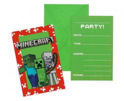 Kvietimai Minecraft su vokeliais, 6 vnt.