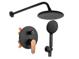 Paslėpto montavimo dušo rinkinys Mild Black Rose Gold + dėžutė