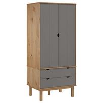 Drabužių spinta, Pušies masyvas, 76,5x53x172cm, ruda/pilka