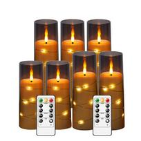 LED žvakės su girlianda,  pilka (D5,84 cm x A12,7 cm12,7 cm15,24 cm15,24 cm17,78 cm17,78 cm17,78 cm)