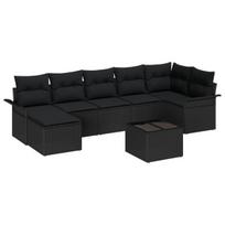 vidaXL Sodo Sofų Rinkinys su pagalve 8 pcs Juoda poliratanas