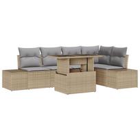 vidaXL Sodo Sofų Rinkinys su saugykla 6 pcs Smėlio Poli ratanas
