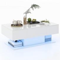 Costway Kavos staliukas su LED apšvietimu, 110 x 60 x 40 cm, baltas