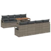 vidaXL Sodo Sofų Rinkinys su pagalve su pagalve 9 pcs Pilka ir ruda