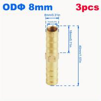 Žalvarinė tiesi žarnos jungtis 7mm/8mm skersmens, 8 mm