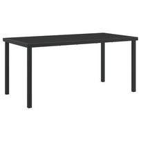 Lauko minimalistinis valgomojo stalas juodas 160x80x73 cm grūdinto stiklo