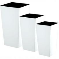 Gėlių vazonų rinkinys su įdėklais 57 cm, 3 vnt., balti