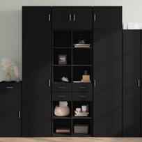 vidaXL Komoda, juodos spalvos, 70x42,5x185cm, apdirbta mediena