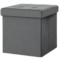 HOMCOM sulankstomas pufas su saugojimo vieta, daiktadėžė, putplastis, MDF, pilka, Pilka