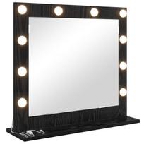 Makiažo Veidrodis su LED Šviesomis Juodas Ąžuolas 60x55x18 cm