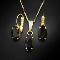 Papuošalų rinkinys moterims DiamondSky "Enigma (Graphite)" su Swarovski kristalais