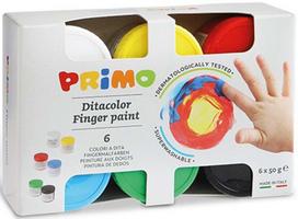 Dažai piešimui pirštais Primo, 6 spalv. x 50 g
