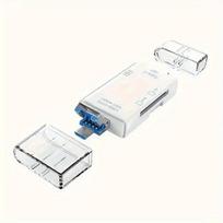 6-in-1 USB C kortelių skaitytuvas,  Baltas