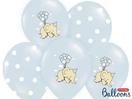 Balionai 30 cm Elephant Pastel Baby, mėlyni, 6 vnt.