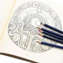 Magic Mandala a Book of Coloring in spalvinimo knyga Blue Angel
