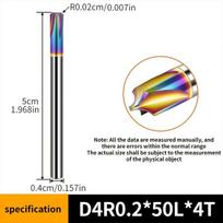 Karbido frezavimo antgalis D4R0.2*50L*4T, 5 cm, D4R0.2x50Lx4T