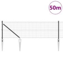 vidaXL Tvora su stulpais Pilka 0,6 x 50 m Plienas ir PVC
