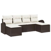 vidaXL Sofos komplektas su pagalve 6 pcs Ruda ir balta poliratanas