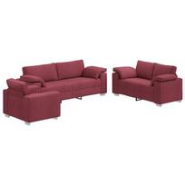 vidaXL Sofa 3 pcs Vėjo raudona 219 x 80 x 82 cm Lino mišinio audinys