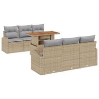 vidaXL Sodo Sofų Rinkinys 7 pcs smėlio ir šviesiai pilkos spalvos