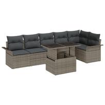 vidaXL Sodo Sofų Rinkinys su pagalve 7 pcs Pilka Poli ratanas