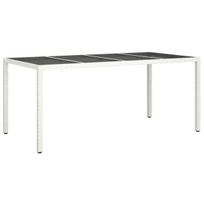 Sodo Valgomojo Stalas Baltas 190x90x75 cm Poliratanas