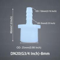 Plastikinis žarnos antgalis su sriegiu, G3/4–8 mm (5/16 colių)