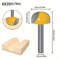Apvalaus dugno frezavimo antgalis medienai 6mm kotas, 1vnt 6x20mm