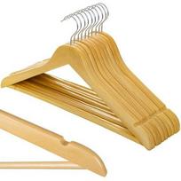 Medinės pakabos drabužiams – ergonomiškos, su pasukamu kabliuku, 10 vnt.