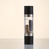 2-in-1 pipirų ir druskos malūnėlis, rankinis, nerūdijančio plieno, Plastikinė medžiaga (juoda)