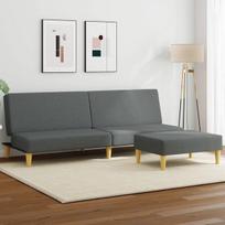 vidaXL Dvivietė sofa-lova su pagalvėmis ir pakoja, pilka, aksomas