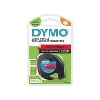DYMO LetraTag 12mm x 4m Juostos iš poliesterio Juoda/Raudona, suderinamos su DYMO LetraTag LT100H