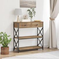 Konsolinis staliukas Artisan ąžuolas 75x28x75 cm Inžinerinis medis ir plienas